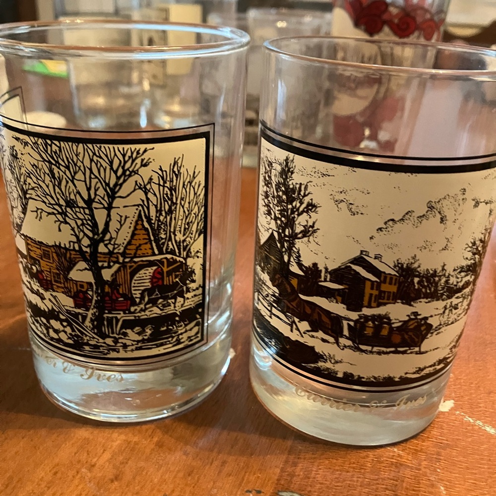 Currier and Ives Winter Scene Holiday Glass Set